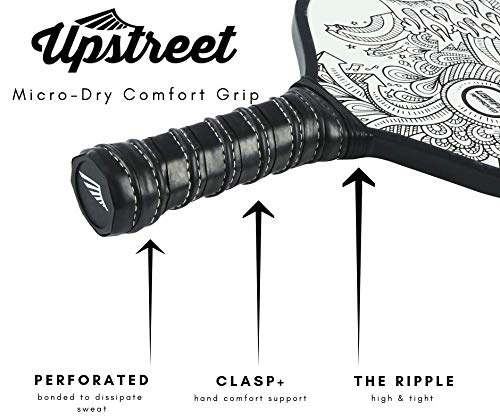 Upstreet Graphite Pickleball Paddle Set | Gold Blue Silver Glitter Cheetah Snakeskin Tiger | Pickleball Rackets Include Padded Cover, Lightweight Honeycomb Composite Pickleball Paddles for Women & Men Doodle White - BeesActive Australia