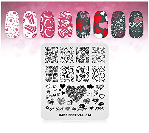KADS Nail Art Image Stamping Plates Valentine's Day Love Heart DIY Manicure Template Image Plate for Nail (FE014) FE014 - BeesActive Australia