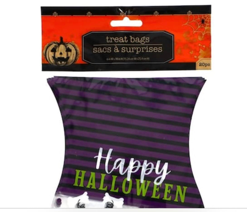 Halloween (20) CT Die-Cut Clear with Orange Pumpkins Treat Bags - BeesActive Australia