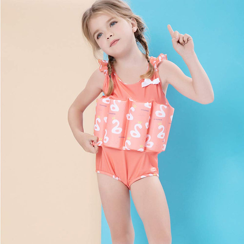 Lemandii One-Piece Children Buoyancy Swimsuit Swim Vest Detachable Float Swimwear , Perfect for Kids or Baby Learn to Swimming Large Flamingo - BeesActive Australia