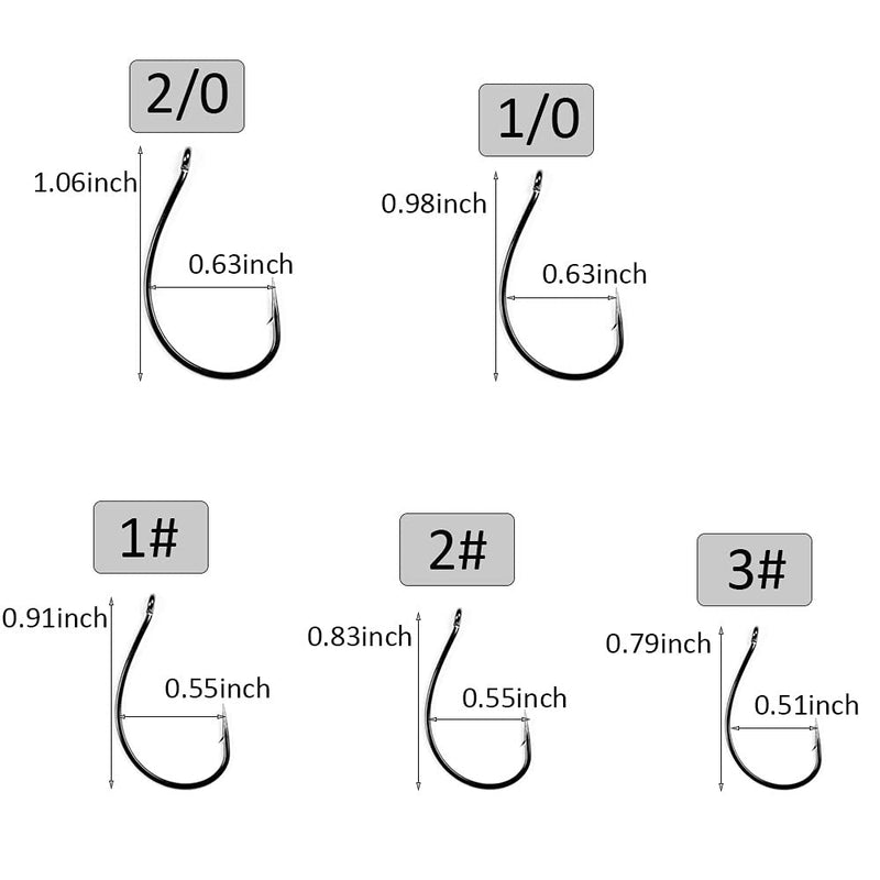 30pcs/Pack Fishing Drop Shot Hooks Wacky Worm Fishing Hooks Offset Circle Hooks Size 2/0 1/0 1# 2# 3# 1/0-30pcs - BeesActive Australia