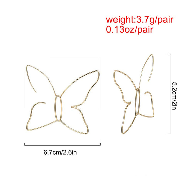 Xerling Big Butterfly Hoop Earrings Lightweight Thin Threader Hoop Earrings Large Dangle Drop Earrings - BeesActive Australia