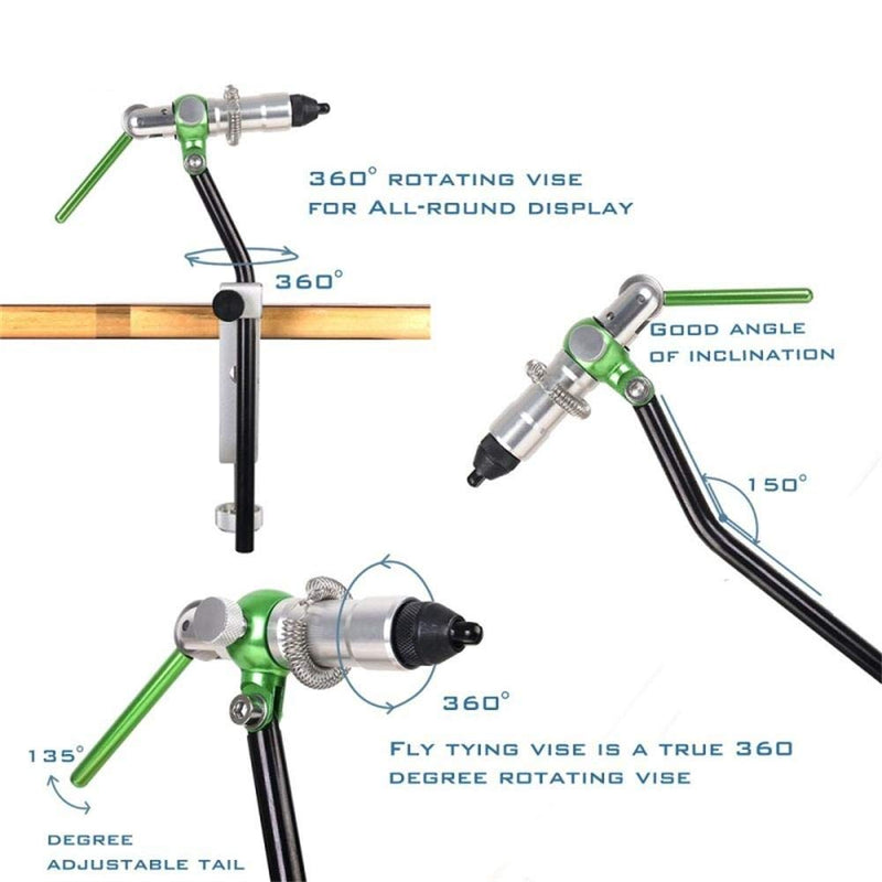 M MAXIMUMCATCH Maxcatch Rotary Fly Tying Vise Alloy Travel Vise TVC Green Fly Vise - BeesActive Australia