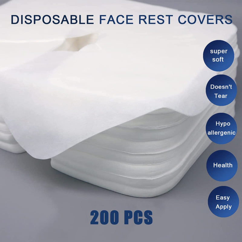 200pcs Disposable Face Cradle Covers for Massage Tables, Tvvcalk Massage Disposable Face Covers, Soft Breathable Face Rest Covers for Massage Bed, SPA, Non Woven, 14.17 x 10.6 inches/ 36 x 27cm 200 - BeesActive Australia