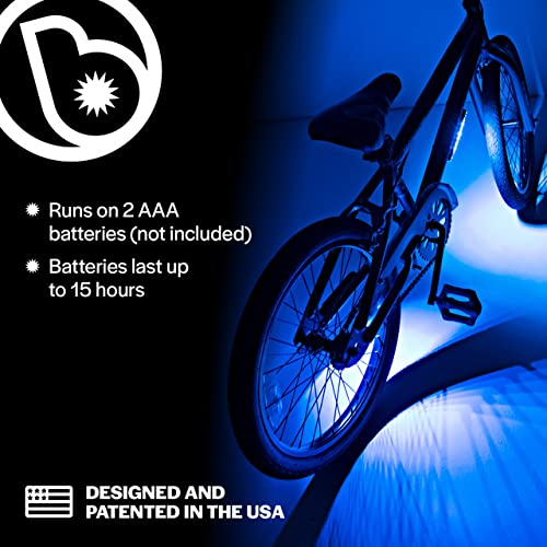 Brightz GoBrightz LED Bike Frame Light - LED Bike Frame Light for Night Riding - 4 Modes for Flashing or Constant Glow Light - Fun Safety Light Bike Accessories for Kids, Boys, Girls, Teens & Adults Blue - BeesActive Australia