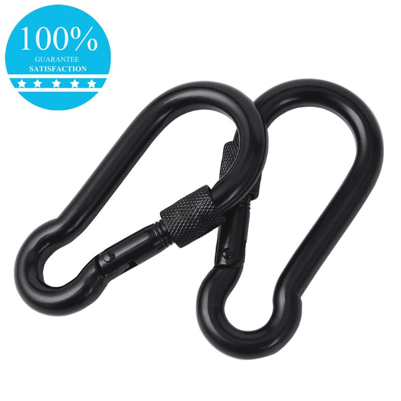 PROND Locking Carabiners, Heavy Duty Carabiner, 316 Stainless Steel Screw Lock Carabiner Hooks (Gold - 2PCS) Black - 2PCS - BeesActive Australia
