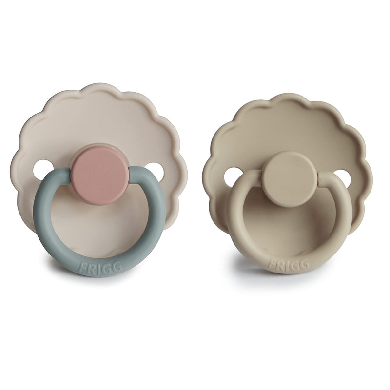 FRIGG Daisy SilkySoft Silicone Baby Pacifier | Made in Denmark | BPA-Free (Cotton Candy/Sandstone, 0-6 Months) Cotton Candy/Sandstone - BeesActive Australia