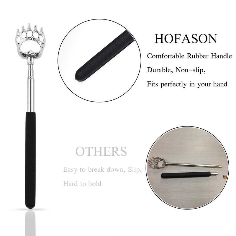 2 Pack Back Scratcher for Men Women, Bear Claw Novelty Gifts Telescopic Back Massager Tool, Extendable Telescopic Backscratcher Men Stocking Fillers Birthday Christmas Gifts (Black) Black - BeesActive Australia