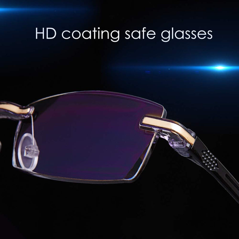 LUFF Reading Glasses Hd Anti-Blue Diamond Cut Edge Frameless Reading Glasses Blue 1.0x - BeesActive Australia