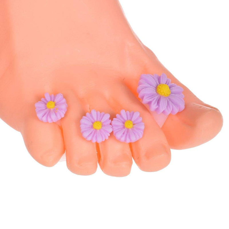 WSERE 16 Pieces Toes Spacers Separators Silicone Toe Dividers Pedicure Tool for Women Pedicure, Purple Green Green Flower-Purple Flower - BeesActive Australia