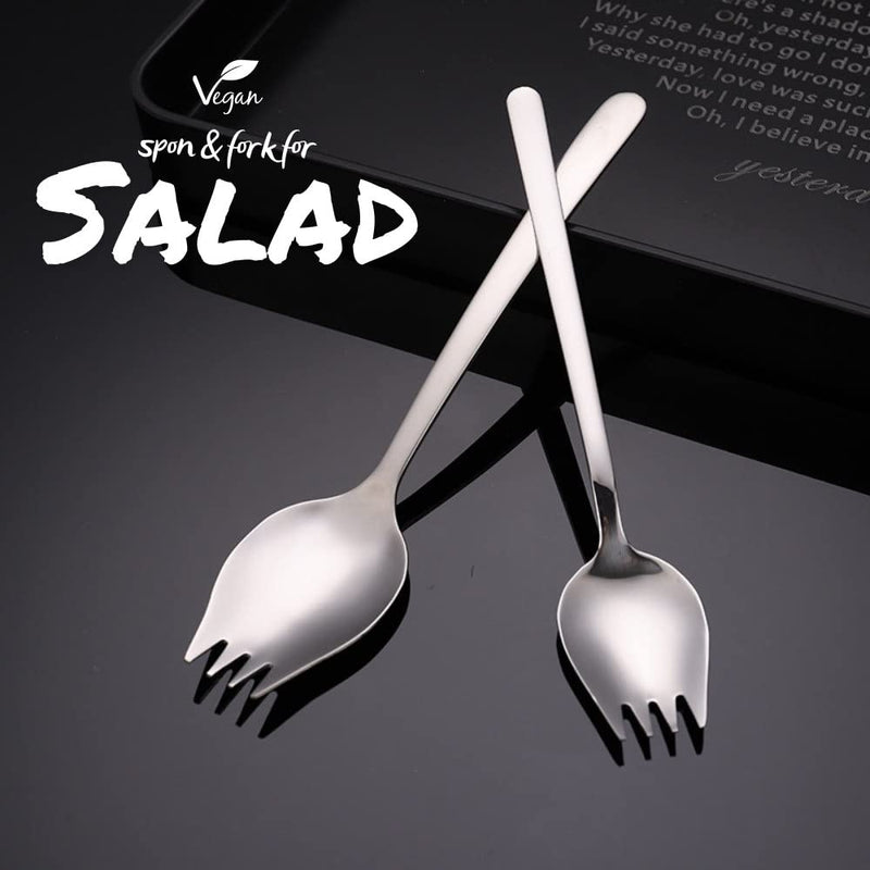 KAISHANE Sporks 18/10 Stainless Steel 3-Pack 8.5-Inch Sporks for Household Use, Ice Cream Spoon & Salad Forks, Fruit Appetizer Dessert - BeesActive Australia