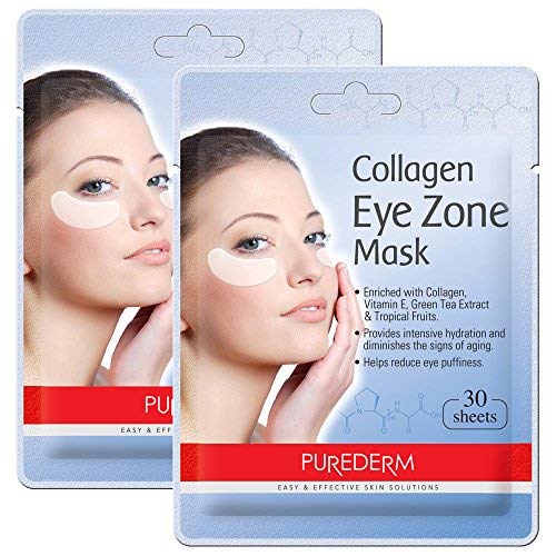 Deluxe Collagen Eye Mask Collagen Pads For Women By Purederm 2 Pack Of 30 Sheets/Natural Eye Patches With Anti-aging and Wrinkle Care Properties/Help Reduce Dark Circles and Puffiness 30 Count (Pack of 2) - BeesActive Australia