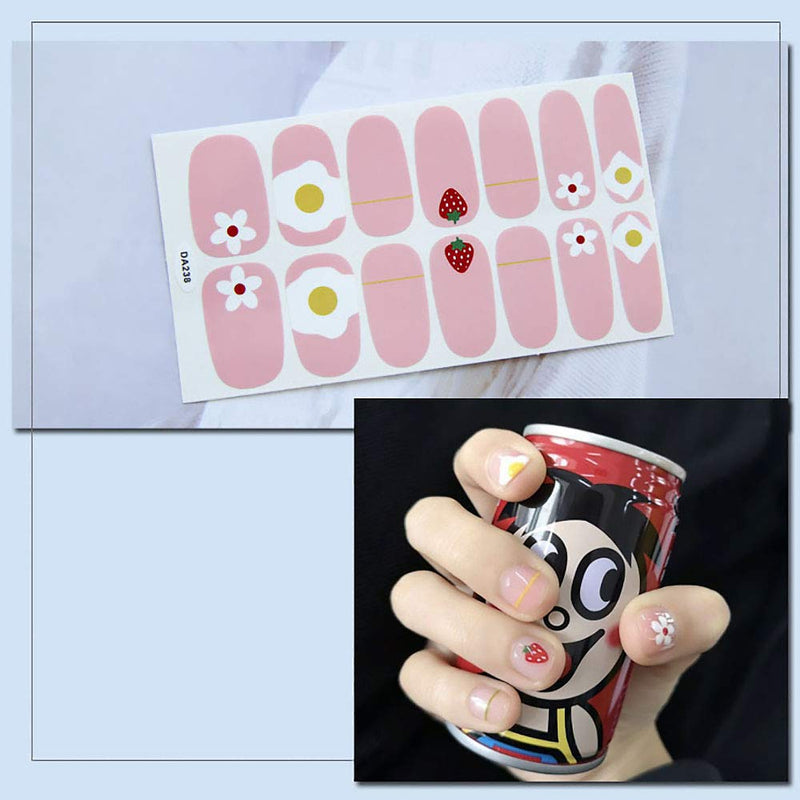 SILPECWEE 6 Sheets Rainbow Nail Polish Stickers Strips Set and 1Pc Nail File Flower Adhesive Nail Art Wraps Decals Tips Manicure Decoration No5 - BeesActive Australia