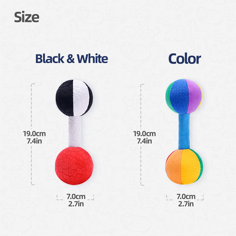 Jollybaby Baby Rattle Dumb-Bell Toys, Plush Stuffer Soft Fabric Sensory Hand Barbell for Kids & Children, Pretended Home Gym Exercise Fitness Sport Toy Gift(Black&White) Black&White - BeesActive Australia