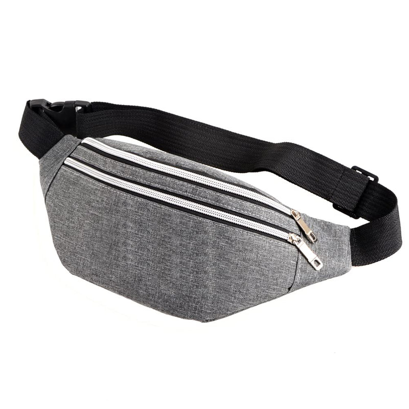 DAITET Fanny Pack,Running & Hiking Waist Bag Pack for Man Women and Carrying iPhone & Samsung Waterproof Resistant (Light Grey) Light Grey Oxford Cloth - BeesActive Australia