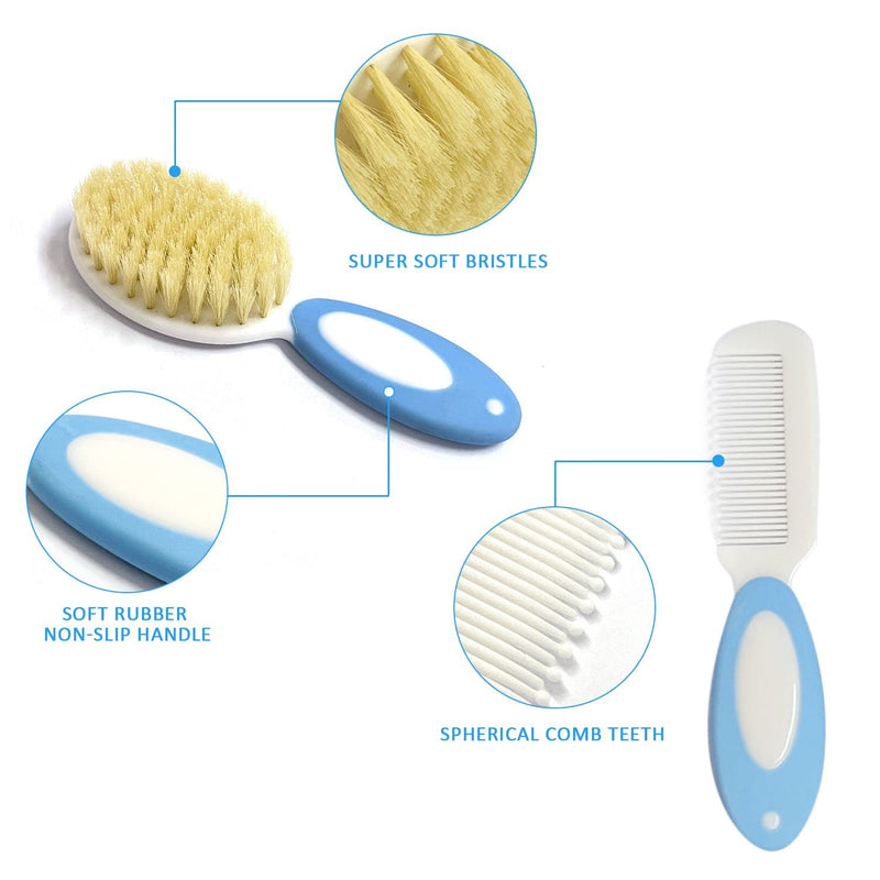 5Pcs Newborn Baby Hair Brush Comb Set, Baby Toddler Bath Milky Cap Comb, Safe Plastic with Soft Fine Hairs - BeesActive Australia