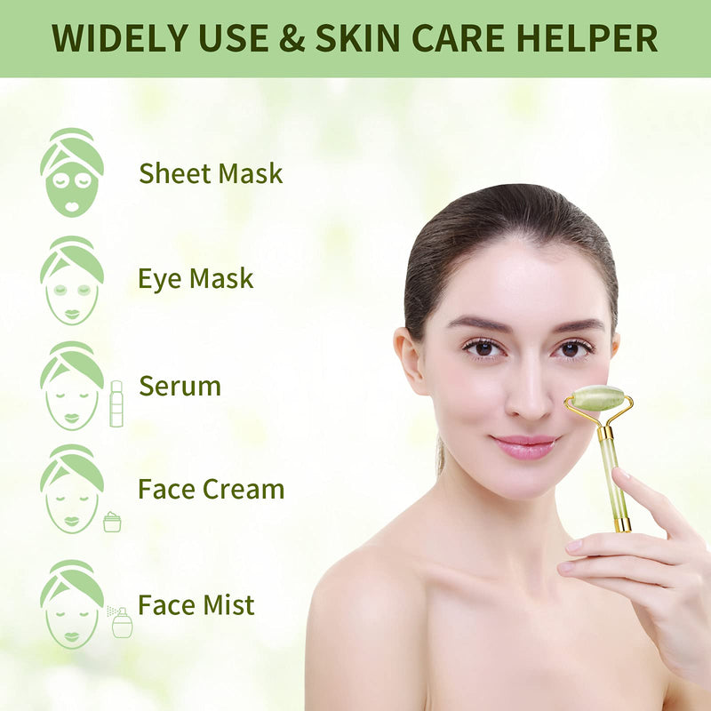 Jade Roller Massage Tool, Anti-Aging Natural Facial Jade Stone Kit, Anti Aging Face Massager Kit for Face, Chin, Double Neck - BeesActive Australia