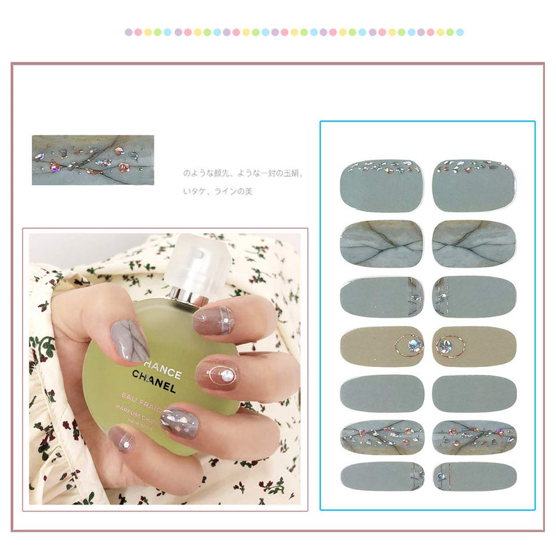 DANNEASY 12 Sheets Adhesive Nail Polish Wraps Strips 3D Diamonds Nail Art Stickers Decals for Women Manicure Kit with 1Pc Nail File + Wood Cuticle Stick Kit 1 - BeesActive Australia