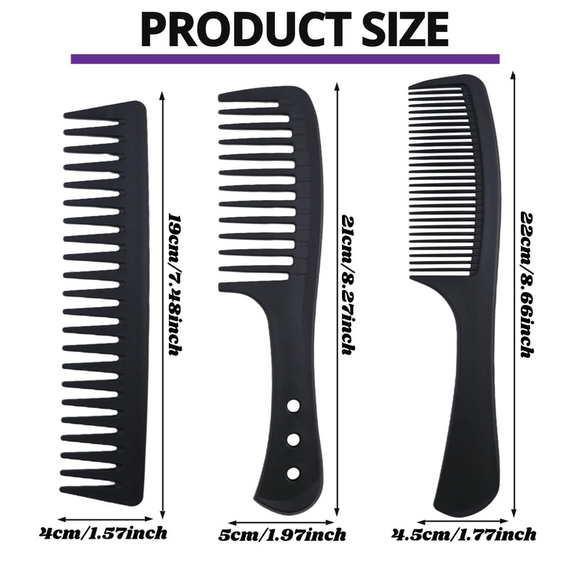 6PCS Large Wide Tooth Comb Set Detangling Shower Hair Comb Professional Carbon Fiber Cutting Comb for Women and Men's Wet Dry Curly Long Hair Anti Static Heat Resistant Comb Reduce Hair Loss and Breakage - BeesActive Australia