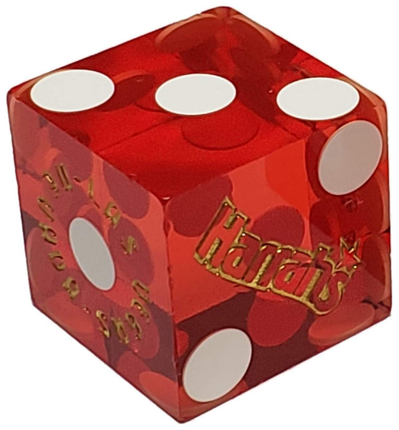 Harrah's Las Vegas Casino Table-Played 19mm Matching Serial Numbers Craps Dice Red Polished with Pouch (Set of 2 Dice (Dice Pair)) Set of 2 Dice (Dice Pair) - BeesActive Australia