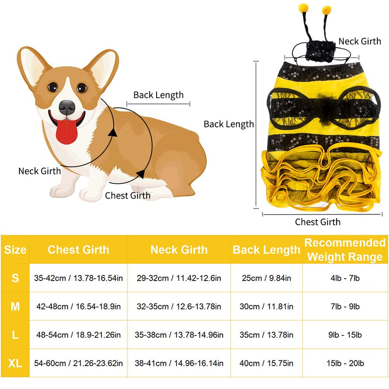 Dog Bee Costume Halloween Costumes for Dogs, Halloween Bee Dog Costume Pet Bumblebee Dress Costume, Dog Bumblebee Costume Funny Pet Halloween Outfit with Cap for Small Medium Large Dogs Cats - BeesActive Australia