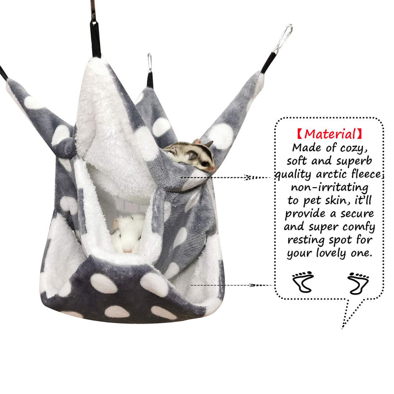 LEFTSTARER Triple-Layer Sugar Glider Hammock, Small Pet Cage Hammock, Sugar Glider Cage Accessories Hamster Bedding Small Animals Bed for Chinchilla Parrot Ferrets Rat Playing Sleeping Grey - BeesActive Australia