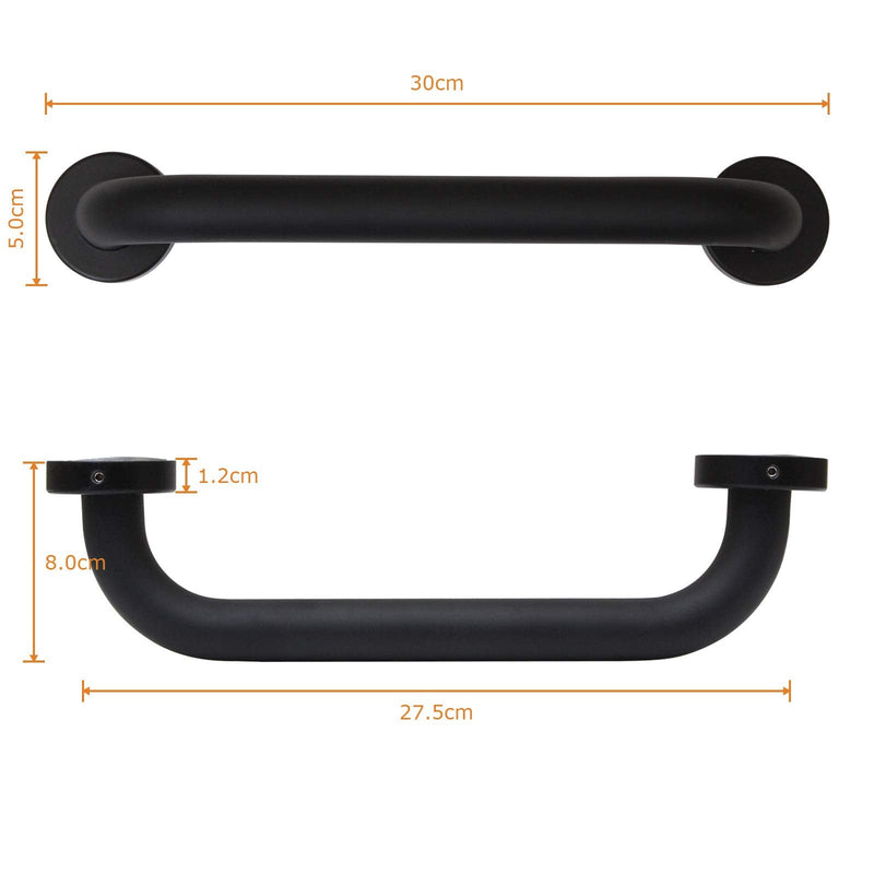 SENENQU 2 Pack Shower Grab Bar, 12 inch / 30cm Space Aluminum Bathroom Grab Rail Safety Handrail Support - Black 30cm / 12 inch - BeesActive Australia