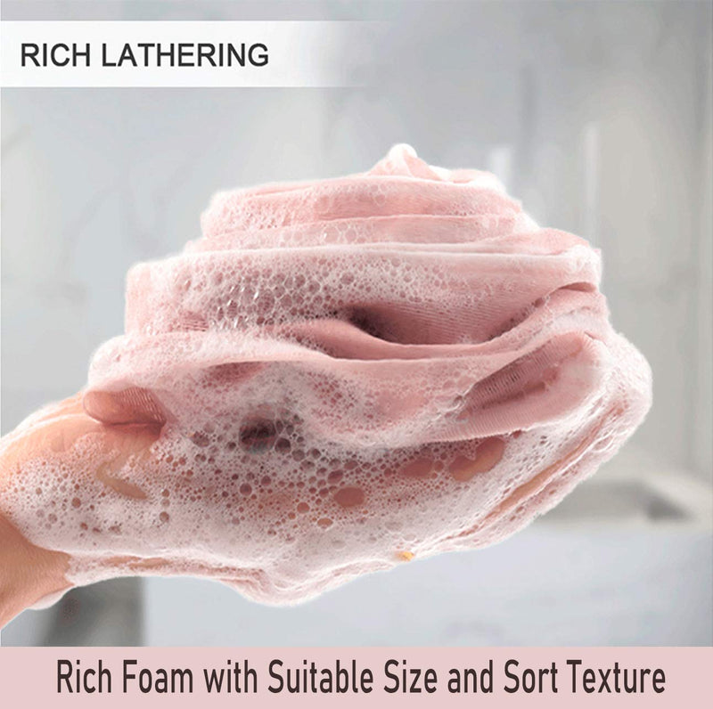 Pincy 3-Pack Soft Mesh Poufs - Rose Flower Shape Shower Puff Loofah, Exfoliating Bath Sponge Scrubber Ball, 3 Colors Suitable for All Family Black - BeesActive Australia