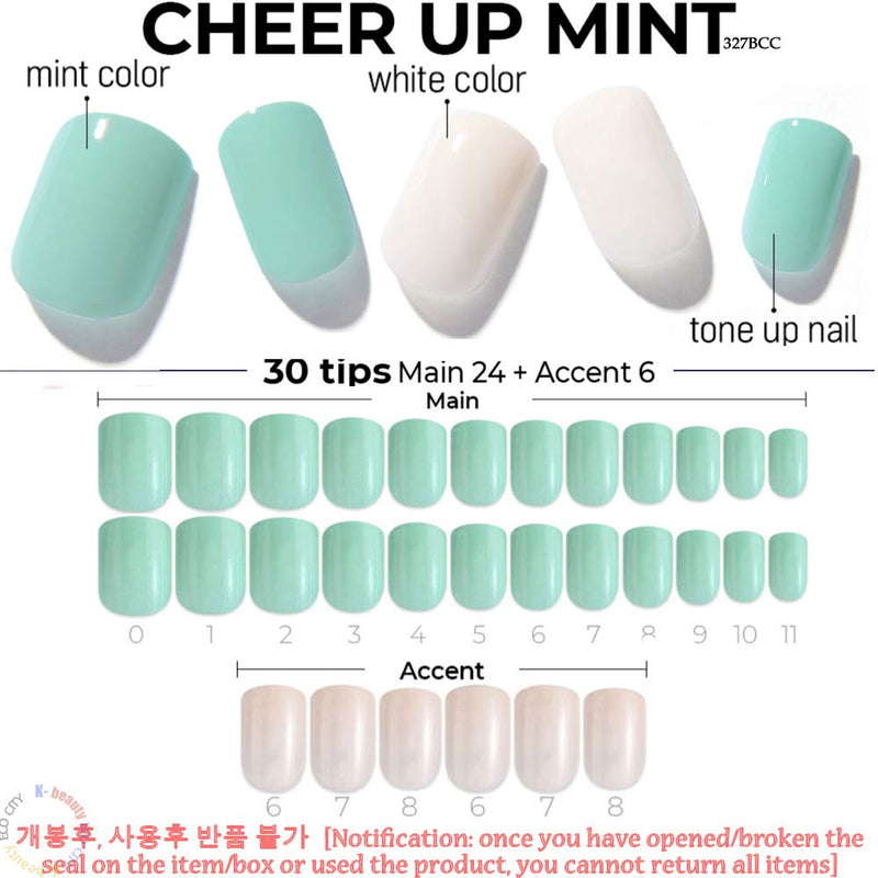 [DASHING DIVA–Nails]Premium Magic Press SUPER SLIM FIT(2 Different Designs 30+30strips in 12 sizes) WHITE LOVER+CHEER UP MINT 326/27bcc - BeesActive Australia