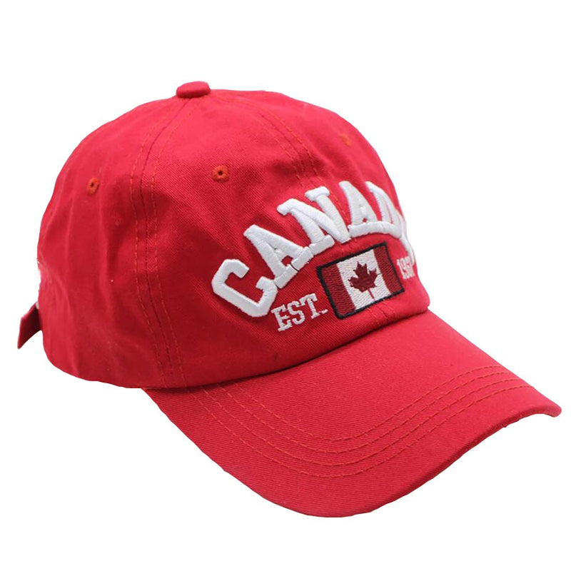 Baseball Cap Canada Flag Hat Adjustable Dad Hat Sunhat Embroidered Cap Outdoor Sun Hats for Adult Red - BeesActive Australia