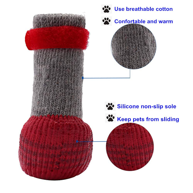 AblePet Dog Boots Waterproof Shoes Breathable Socks, with Anti-Slip Sole and Adjustable Magic Tape All Weather Protect Paws Only Fit for Small Dog(4Pcs) XS Red - BeesActive Australia