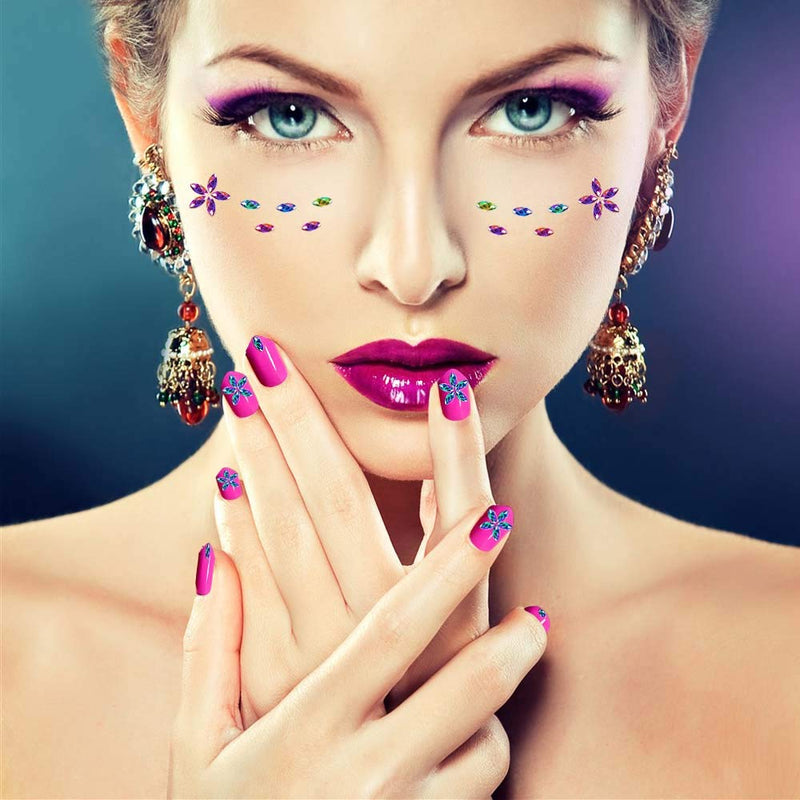 6400pcs Nail Art Rhinestones Nail Crystal Gems Nail Diamonds, Gold Silver Nail Art Studs Colorful Nail Sequins & Rhinestones for Nails Kit with Tweezers and Wax Pen for Nail Art Supplies Accessories - BeesActive Australia
