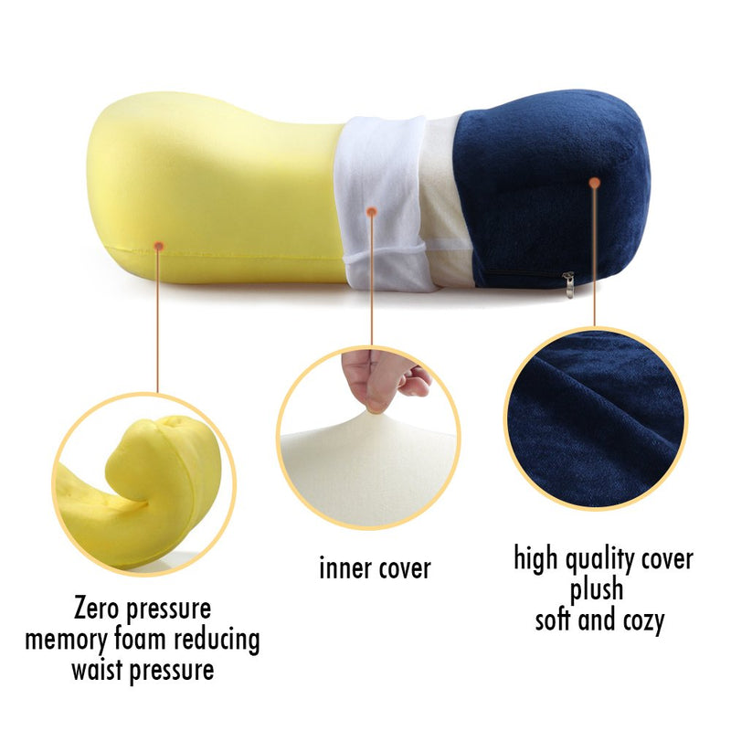 Portable Memory Foam Camping Pillow Travel Pillow Ergonomic Sleeping Bed Pillow for Good Night Sleep Cervical Curved Neck Support for Travel Camping Hiking Car Seat Plane Lumbar Support16.5LX7.8W - BeesActive Australia