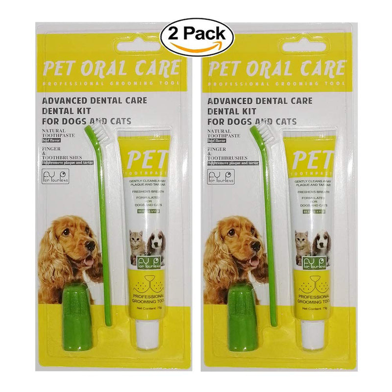 Puppycute 2 Pack Pet Toothbrush and Toothpaste for Dogs & Cats, Best Soft Silicone Pet Finger Toothbrush for Small Dogs Puppy Doggy, Dog Toothpaste Beef Flavor - BeesActive Australia