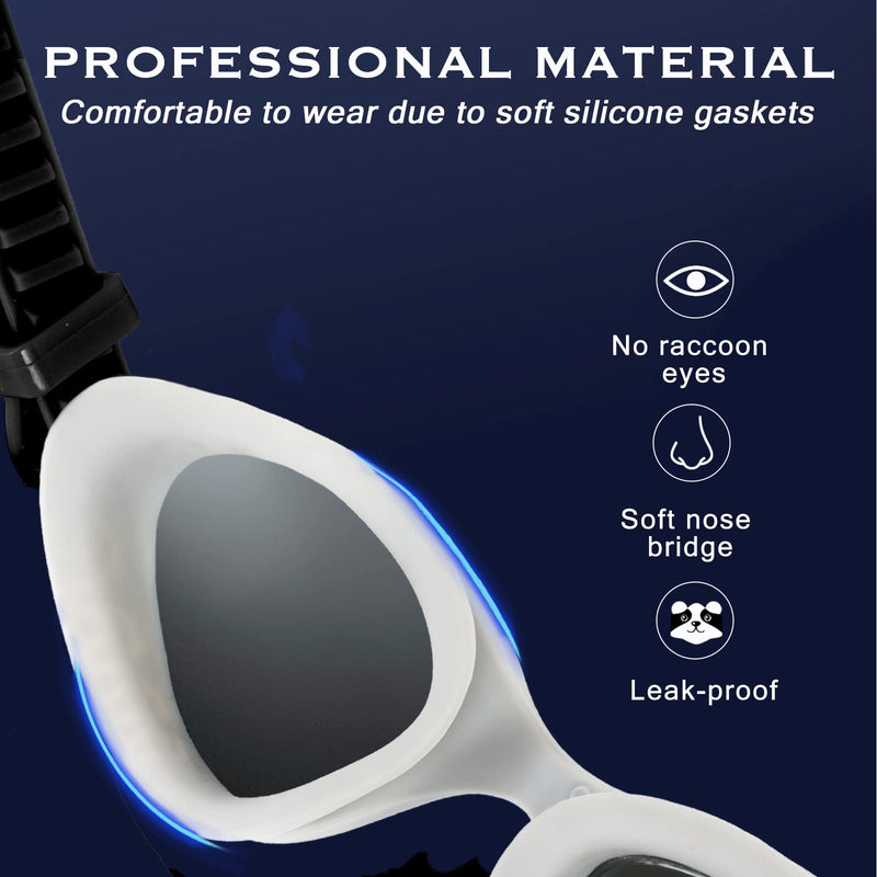 Swim Goggles - UV Polarized Swimming Goggles for Men Women Adults, Wide View and Adjustable, Anti-fog and No Leaking Grey - BeesActive Australia
