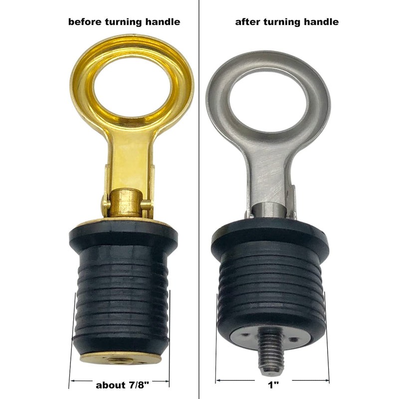 Duthyvea 1 inch Flip Boat Drain Plug Stainless Steel & Brass Snap Handle fit 1” 25mm Marine Boats Yacht Hull Baitwell Tube Plumbing Accessory 2PK Rubber Plugs - BeesActive Australia