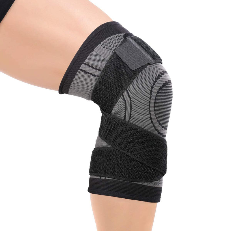 Hibucuo Knee Sleeve with Side Stabilizers, Adjustable Compression Knee Brace Support for Knee Pain, Arthritis Relief, improve Circulation Compression XX-Large Black - BeesActive Australia