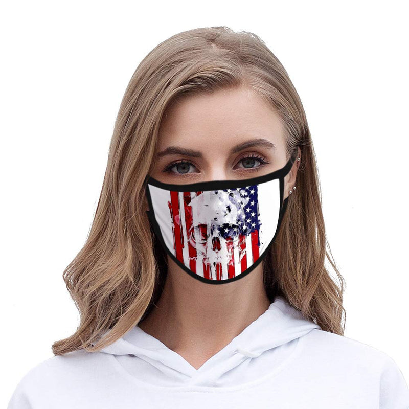 Jovono White Printed Face Cover Skeleton Adjustable Mouth Cover American Flag Pattern Mouth Cover for Men and Women - BeesActive Australia