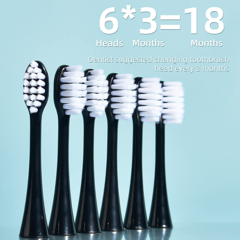 Sonic Electric Toothbrush, Rechargeable Power Toothbrush with 6 Duponts Brush Heads, with 2 Minute Smart Timer, 5 Modes with Teeth Whitening, Gift for Family Black - BeesActive Australia
