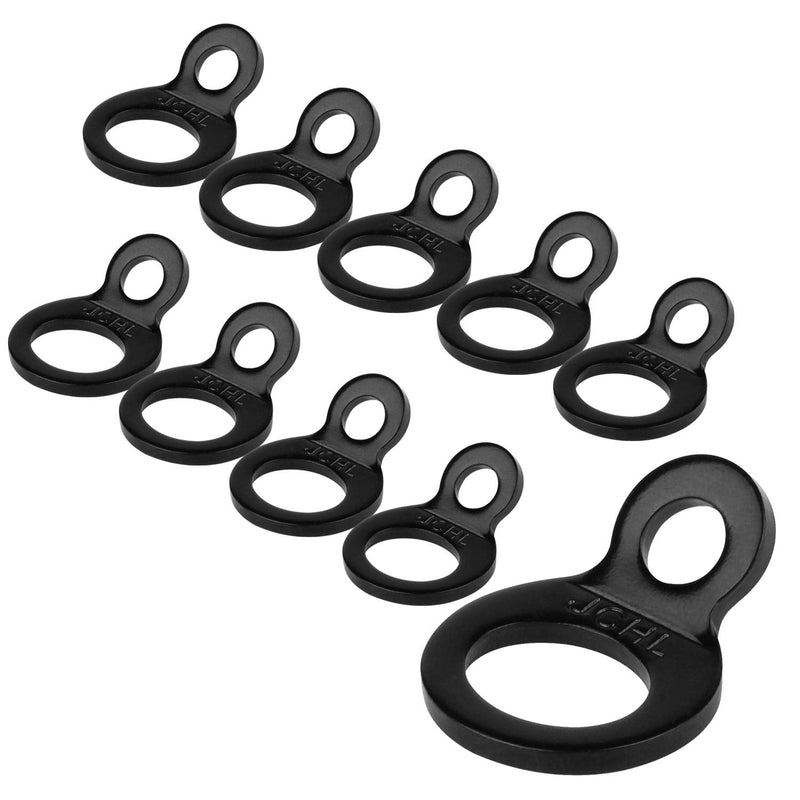 JCHL Tie Down Strap Rings Dirt Bike Stainless Steel Multi-Purpose Tie Down Anchor Strapping Hooks for Mounting in The Garage, Work Shop, Truck, Trailer, Golf Cart, Fence Black (10-Pack) 10-Pack - BeesActive Australia