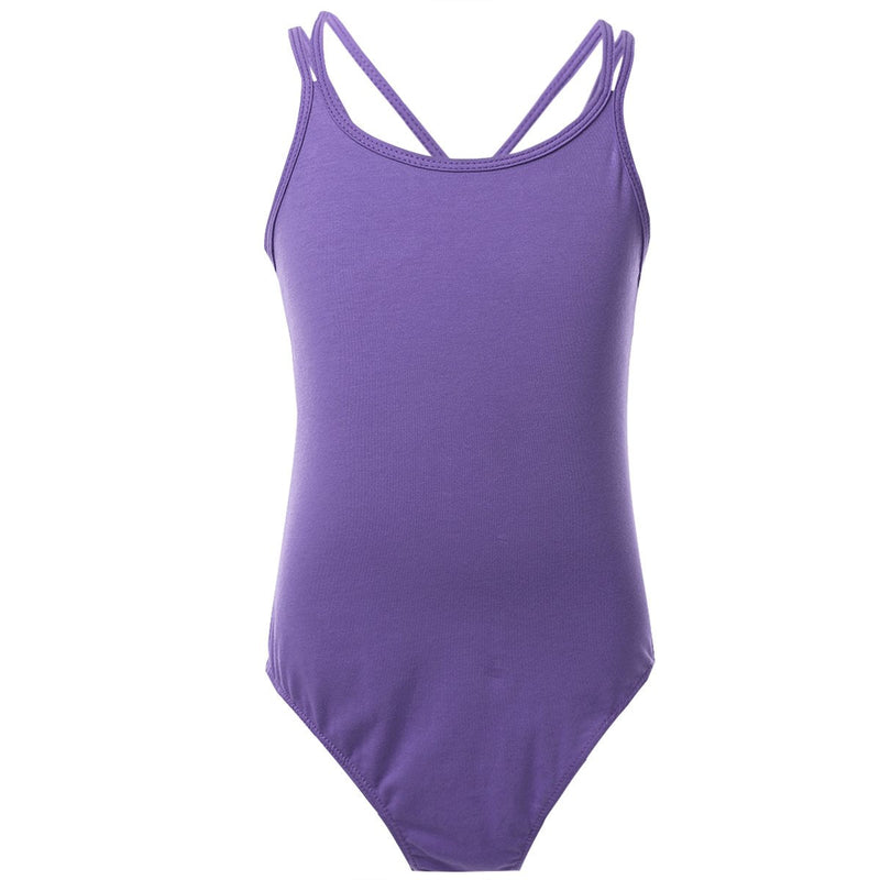 winying Kids Girls Cotton Strappy Criss Cross Back Athletic Sports Gymnastics Leotard Ballet Dance Jumpsuit Purple 7-8 - BeesActive Australia