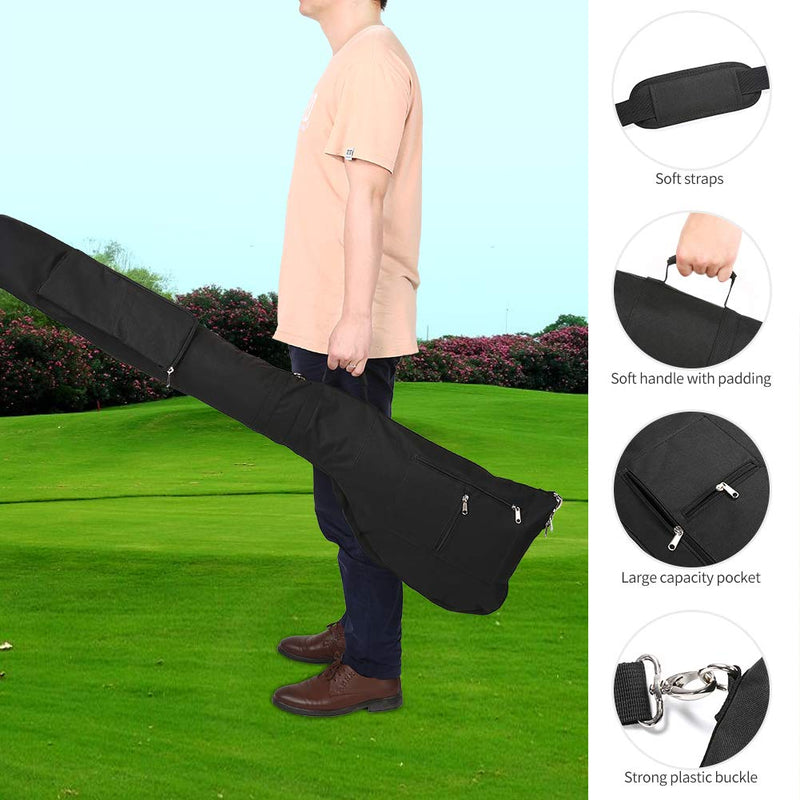 Golf Sunday Bag-Driving Range Mini Course Training Practice Golf Bag Travel Case Foldable Black - BeesActive Australia