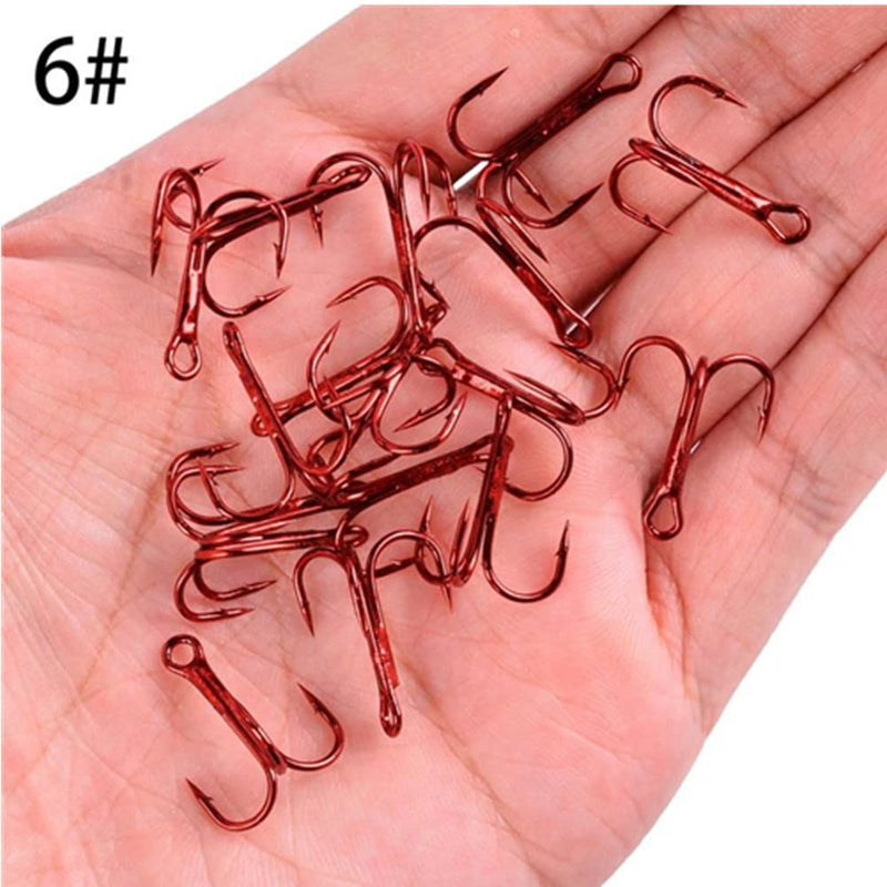 Cajoauis Fishing Treble Hooks High Carbon Steel Treble Hooks Super Sharp Solid Triple Barbed Red 1/0-30pcs - BeesActive Australia