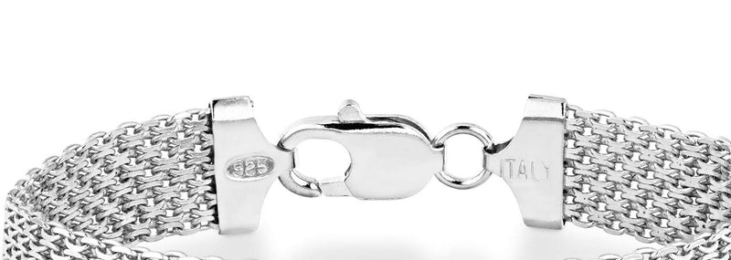 Miabella Solid 925 Sterling Silver Italian 12mm Mesh Link Chain Bracelet for Women Men, Made in Italy Length 8 Inches - BeesActive Australia