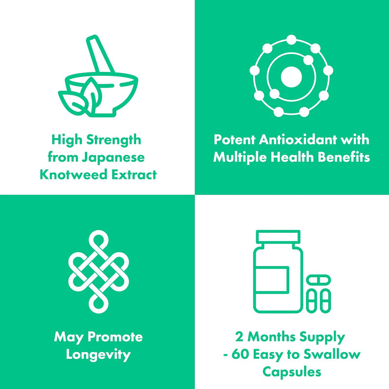 High Strength Trans-Resveratrol - 98% Purity (3rd Party Tested) | 500mg x 60 Capsules / 60 Servings | from Japanese Knotweed Root Extract | Pure Fill (Nothing Else Added) | Love Life Supplements - BeesActive Australia