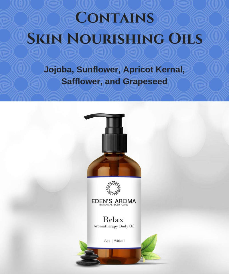 Eden’s Aroma Relax Essential Oil Blend - 8oz Aromatherapy Massage Body Oil - BeesActive Australia