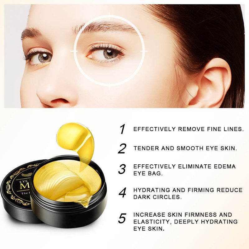 Under Eye Patches, 24K Gold Eye Mask, 60PCS Eye Gel Pads With Collagen, Eyes Treatment for Reducing Dark Circles, Lighten Wrinkles Anti-Aging Moisturizing, Fine Lines Eye Bags Puffiness for Women Men - BeesActive Australia