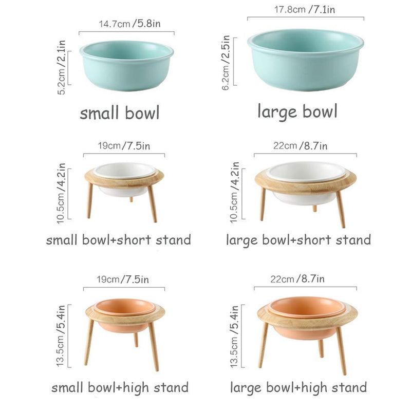 LIONWEI LIONWELI Ceramic Adjustable Elevated Raised Pet Bowl with Wood Stand for Cats and Dogs No Spill Pet Food Water Feeder (3 Installation Methods for Different Height) Small White - BeesActive Australia