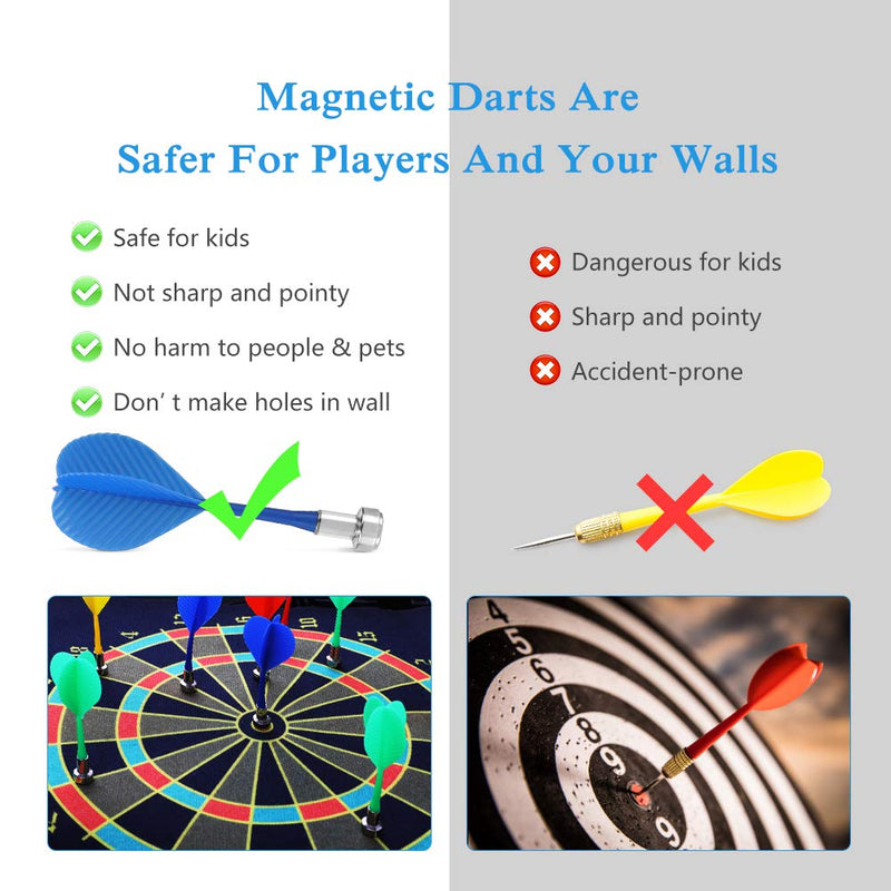 Magnetic Dart Board for Kids Adults with 12 Magnetic Darts and 8 Sticky Balls Reversible Rollup Kids Safe Dart Board Set for Boys Girls Easy Hanging Classic Dart Board Toys Indoor Outdoors Party Games - BeesActive Australia