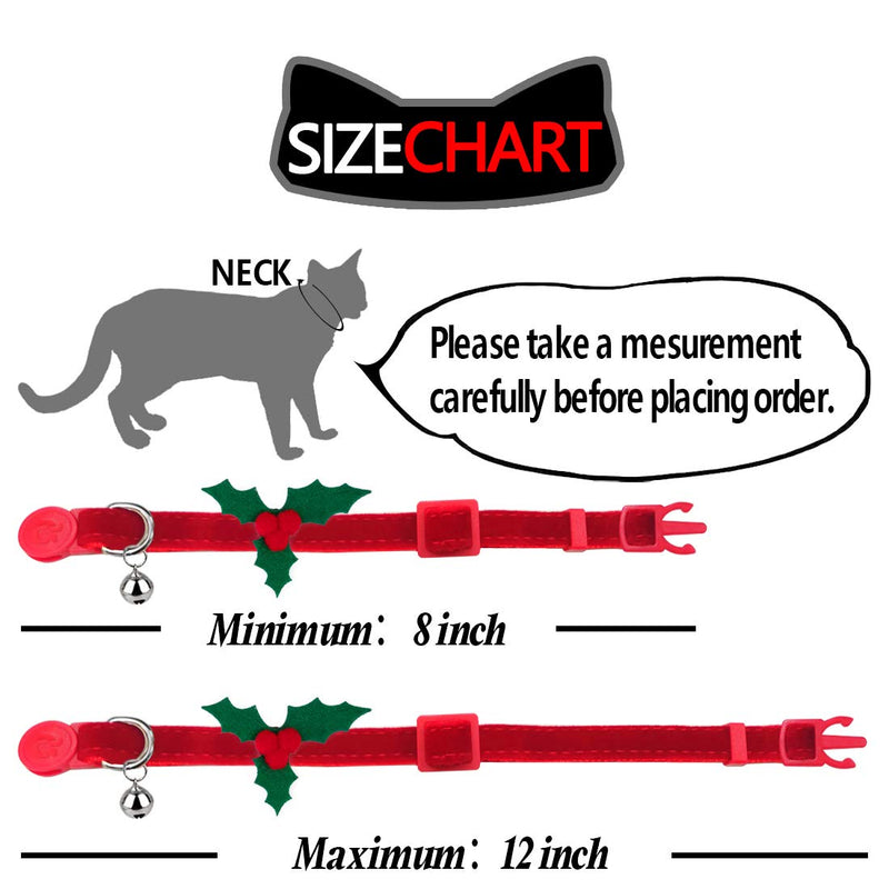azuza 2 Pack Plaid Pattern Cat Collar Breakaway with Bell and Removable Bowtie Cat Collar Adjustable Cat and Kitten Collars Cat(Neck:8"-12") Holly and Bowtie - BeesActive Australia